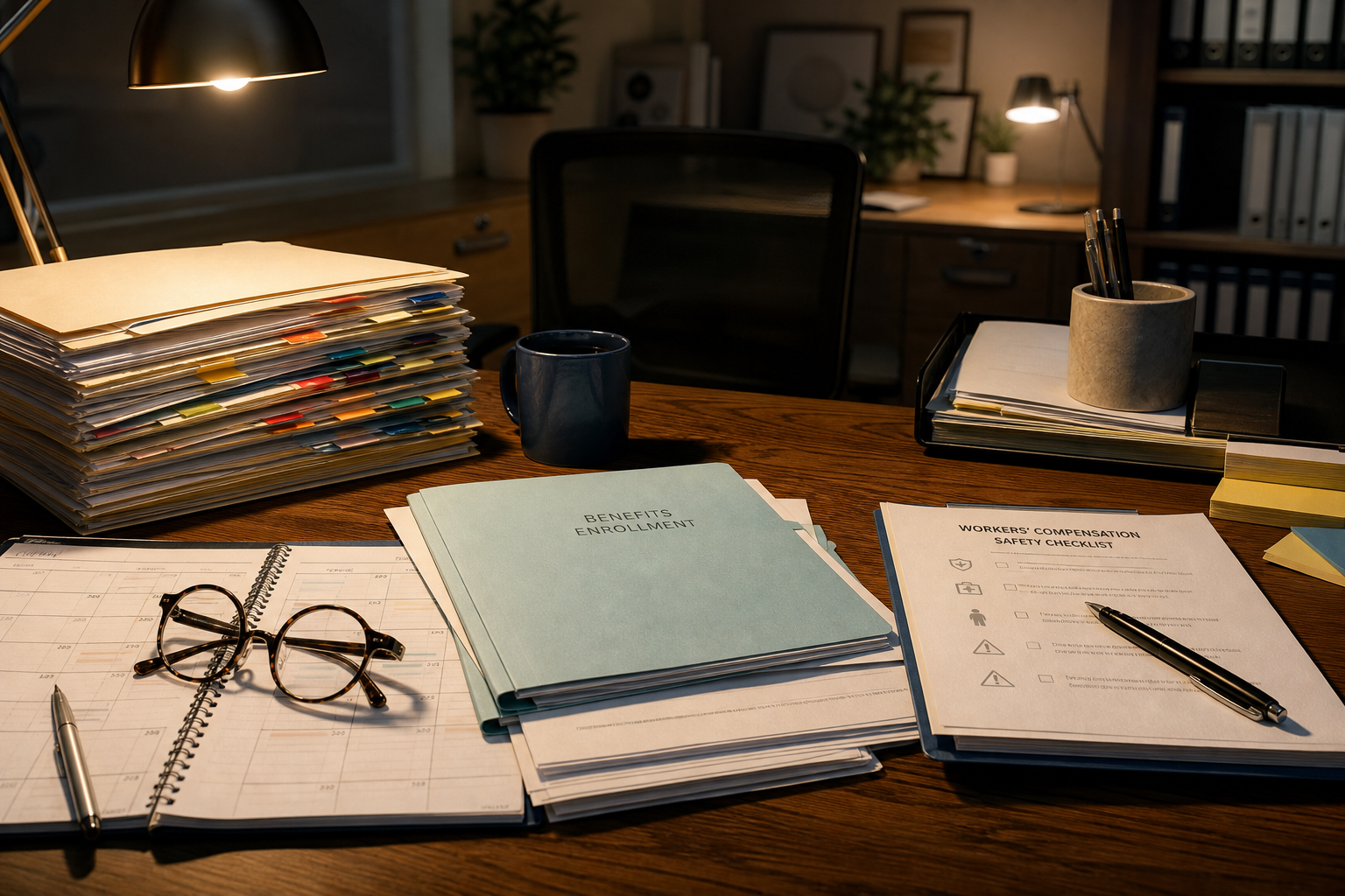 Organized benefits, safety, and HR files handled after hours