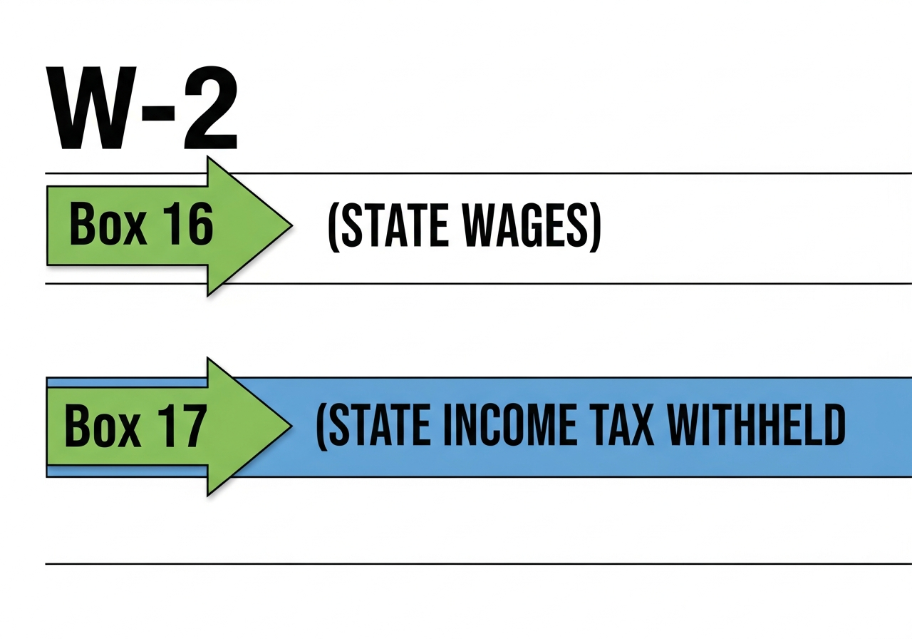 W-2 form with Box 16 highlighted